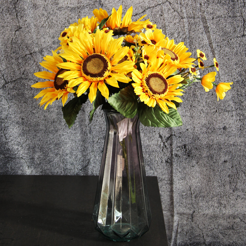 High Quality 12head Sunflower Flowers Spring Summer Artificial Sunflower Decorative Flowers For Wedding Home Table Decoration