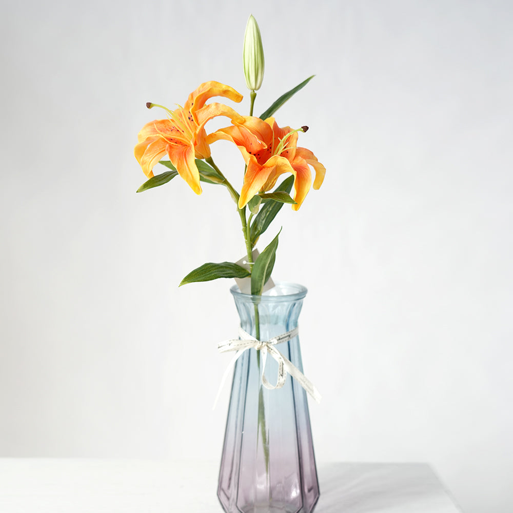 Beautiful Colorful Lily Artificial Flowers 3-head Lily Silk Flowers Floral Arrangement For Wedding Party Home Decorations