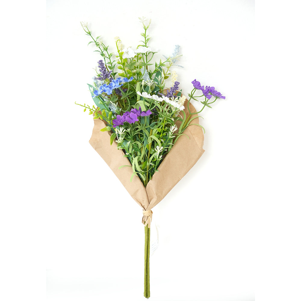 Transworld Artificial Grass Flowers Brown Paper Wrap Bouquet Floral Spray Decorative Flowers for Home Garden Hotel Decor