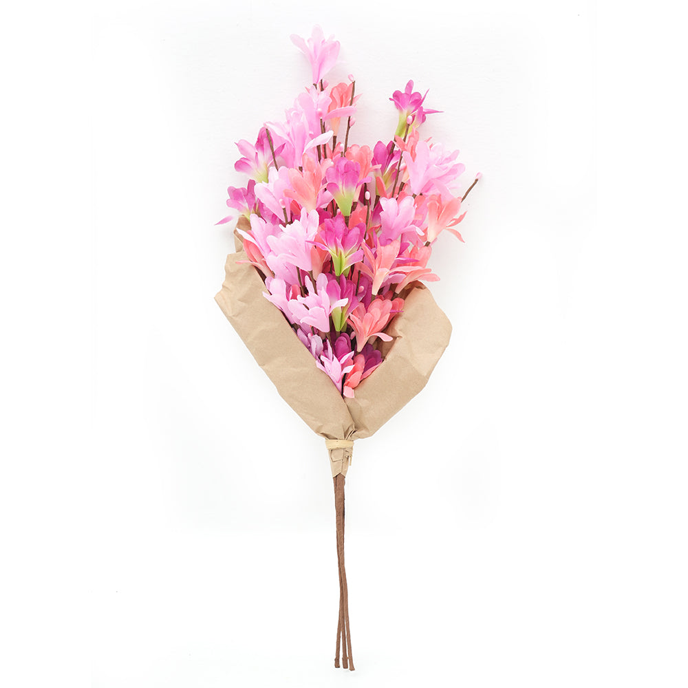 Transworld Artificial Grass Flowers Brown Paper Wrap Bouquet Floral Spray Decorative Flowers for Home Garden Hotel Decor