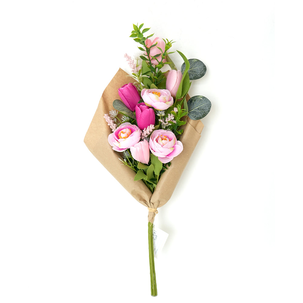 Transworld Artificial Grass Flowers Brown Paper Wrap Bouquet Floral Spray Decorative Flowers for Home Garden Hotel Decor