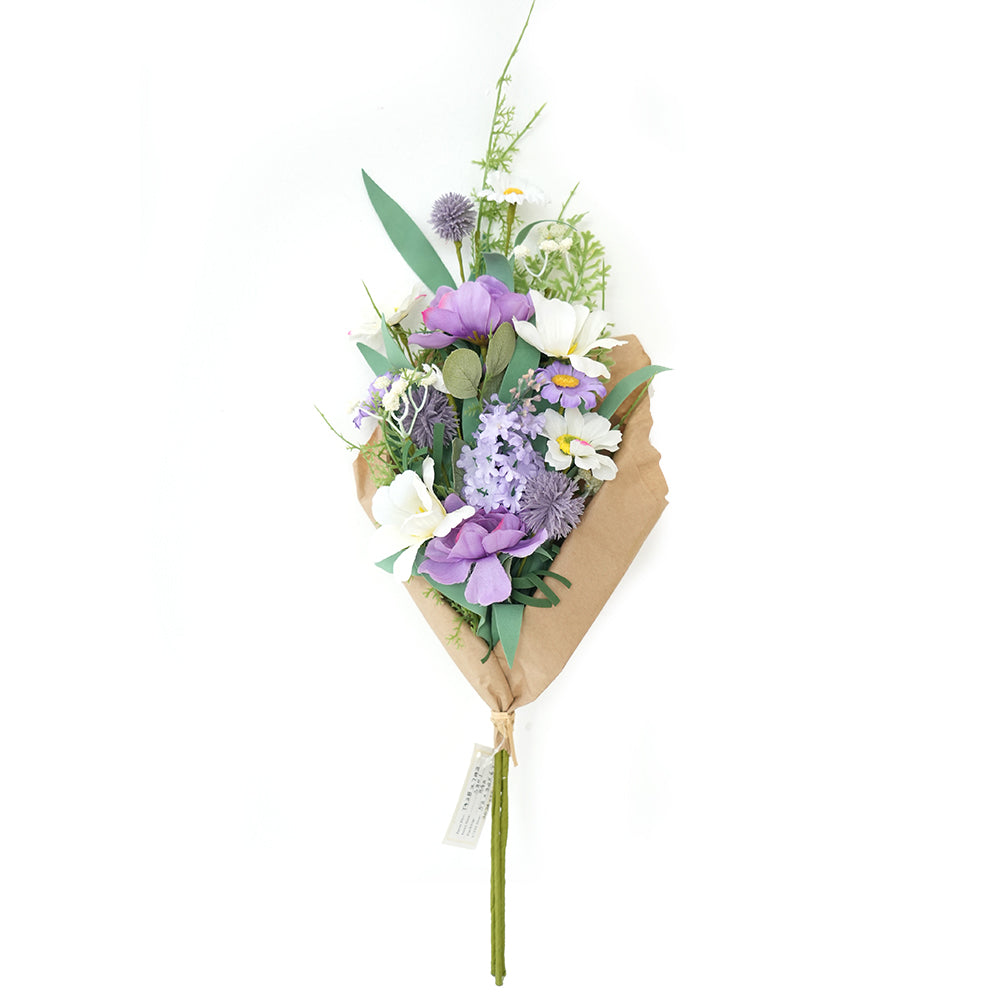Transworld Artificial Grass Flowers Brown Paper Wrap Bouquet Floral Spray Decorative Flowers for Home Garden Hotel Decor