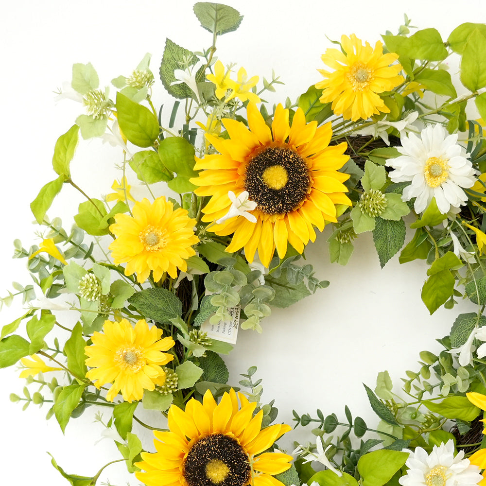 Transworld Original Handmade Spring&Summer Wreath Artificial Flower Wreaths Fabric Decorative Flowers, Wreaths and Plants for Interior Decoration