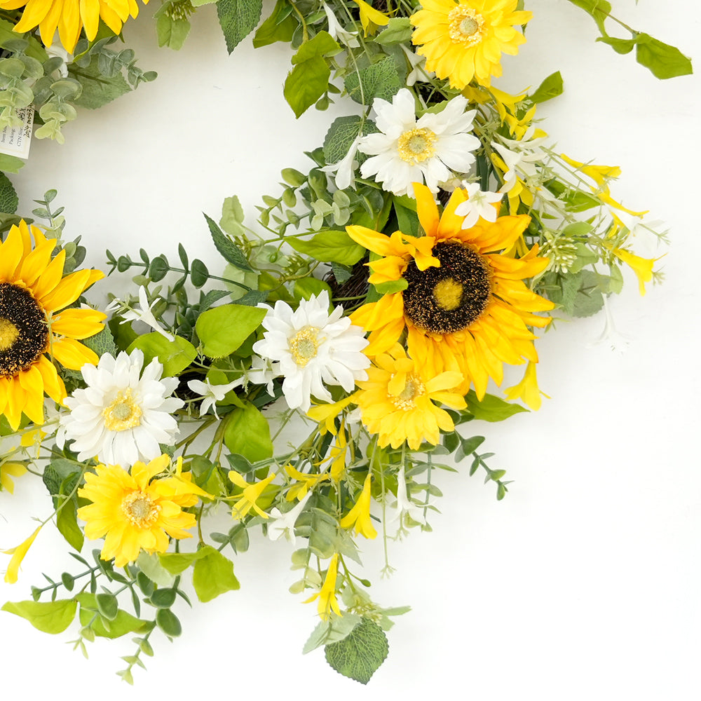 Transworld Original Handmade Spring&Summer Wreath Artificial Flower Wreaths Fabric Decorative Flowers, Wreaths and Plants for Interior Decoration
