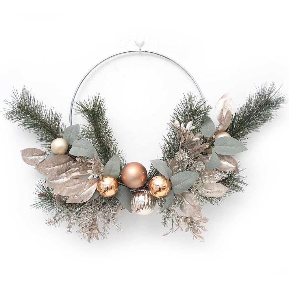 Modern Luxury Half Christmas Wreath 60cm Artificial Wreath with Plastic Christmas Ball Christmas Decorations Wholesale
