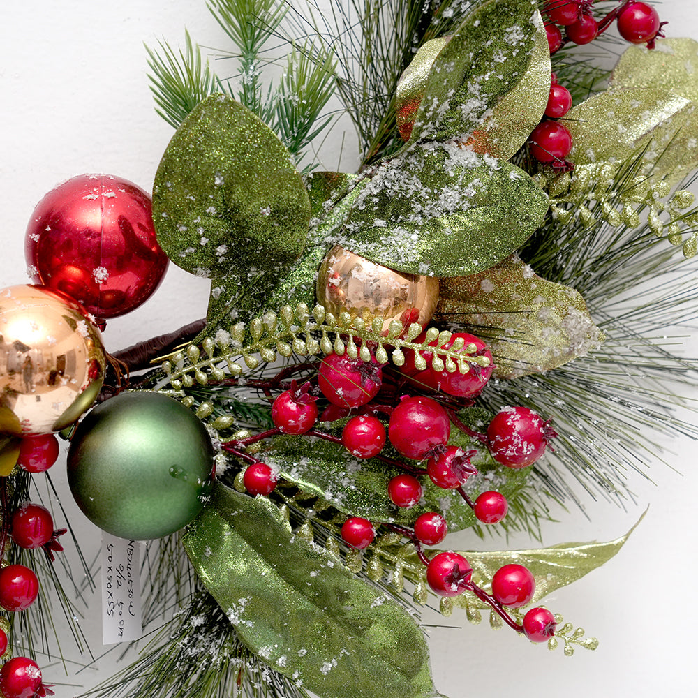Popular Christmas Decoration Supplies Christmas Ox Horn Garland Decor Green Leaves Craft for Christmas Decorations