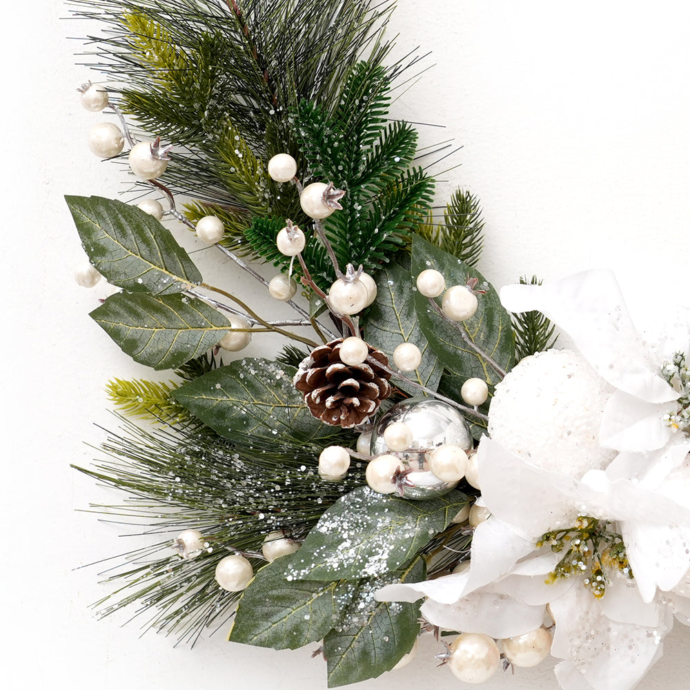 2025 Newly Design Artificial Christmas Wreath 55cm Faux Half Decorative Wreaths For Home Christmas Decorations