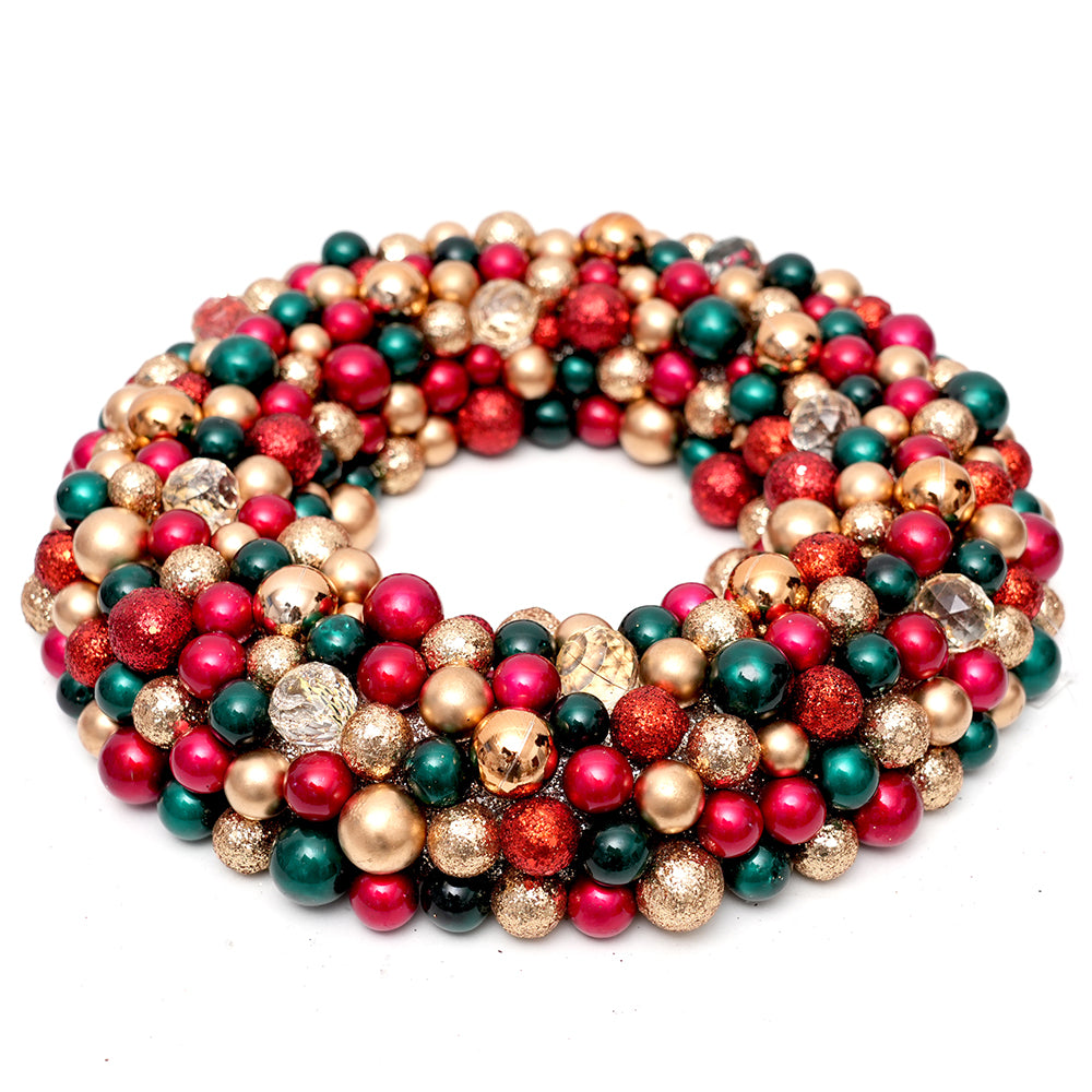 Newly Design Colorful Christmas Balls Decorative Wreaths Plastic Ball Artificial Christmas Wreath For Home Store Christmas Decor