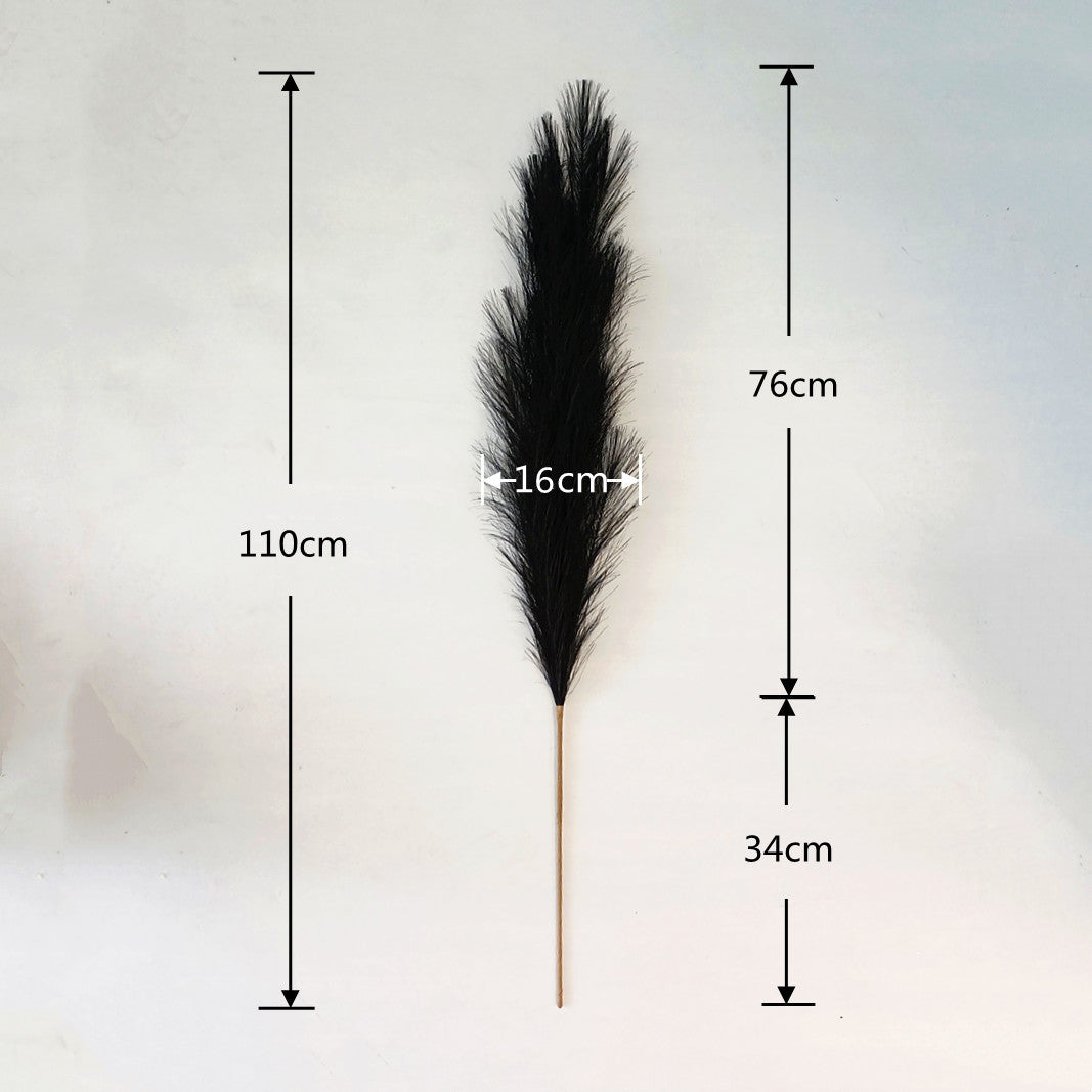 2024 Hot 43INCH Pure Black Artificial Pampas Grass Fluffy Large Pampas Grass Decor For Wedding Party Home Store Decor
