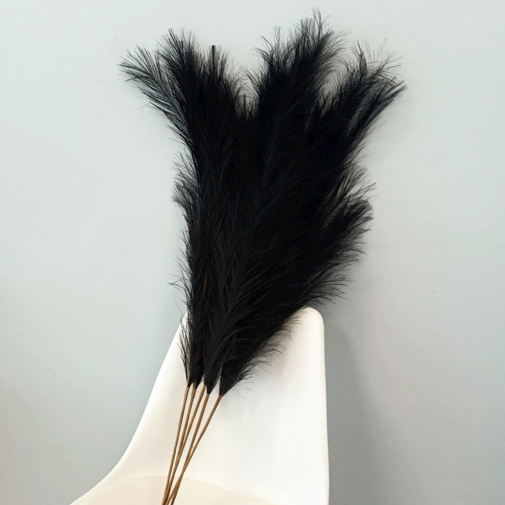 2024 Hot 43INCH Pure Black Artificial Pampas Grass Fluffy Large Pampas Grass Decor For Wedding Party Home Store Decor
