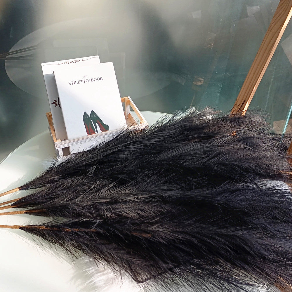 2024 Hot 43INCH Pure Black Artificial Pampas Grass Fluffy Large Pampas Grass Decor For Wedding Party Home Store Decor