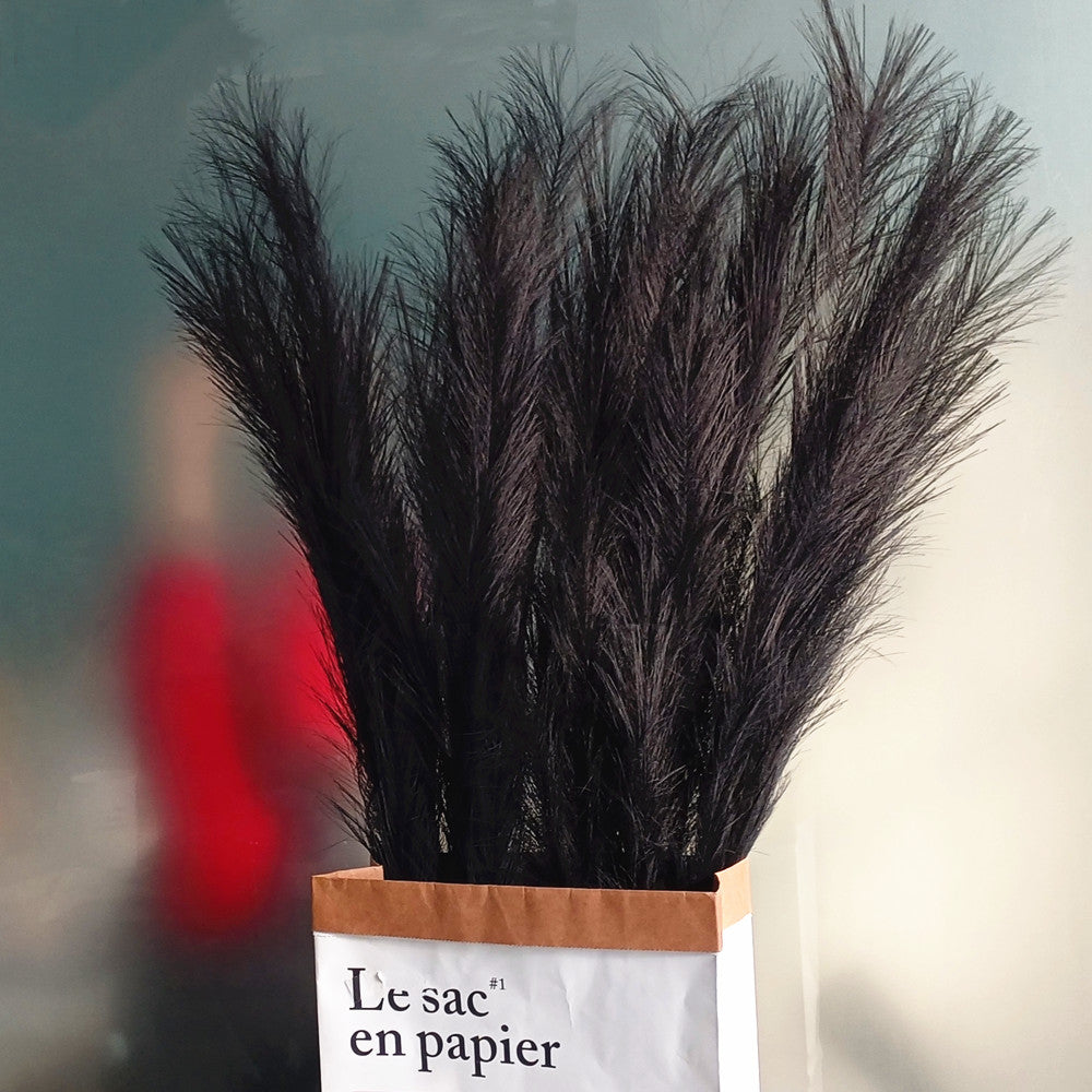 2024 Hot 43INCH Pure Black Artificial Pampas Grass Fluffy Large Pampas Grass Decor For Wedding Party Home Store Decor