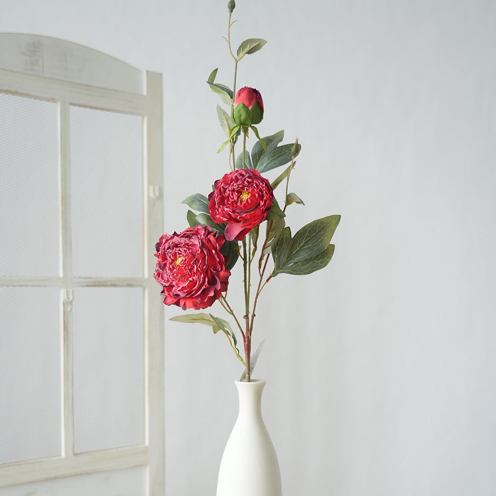 Transworld Peony Artificial Flower Multicolour Scorched edge Peony Silk Flowers For Home Wedding Decoration