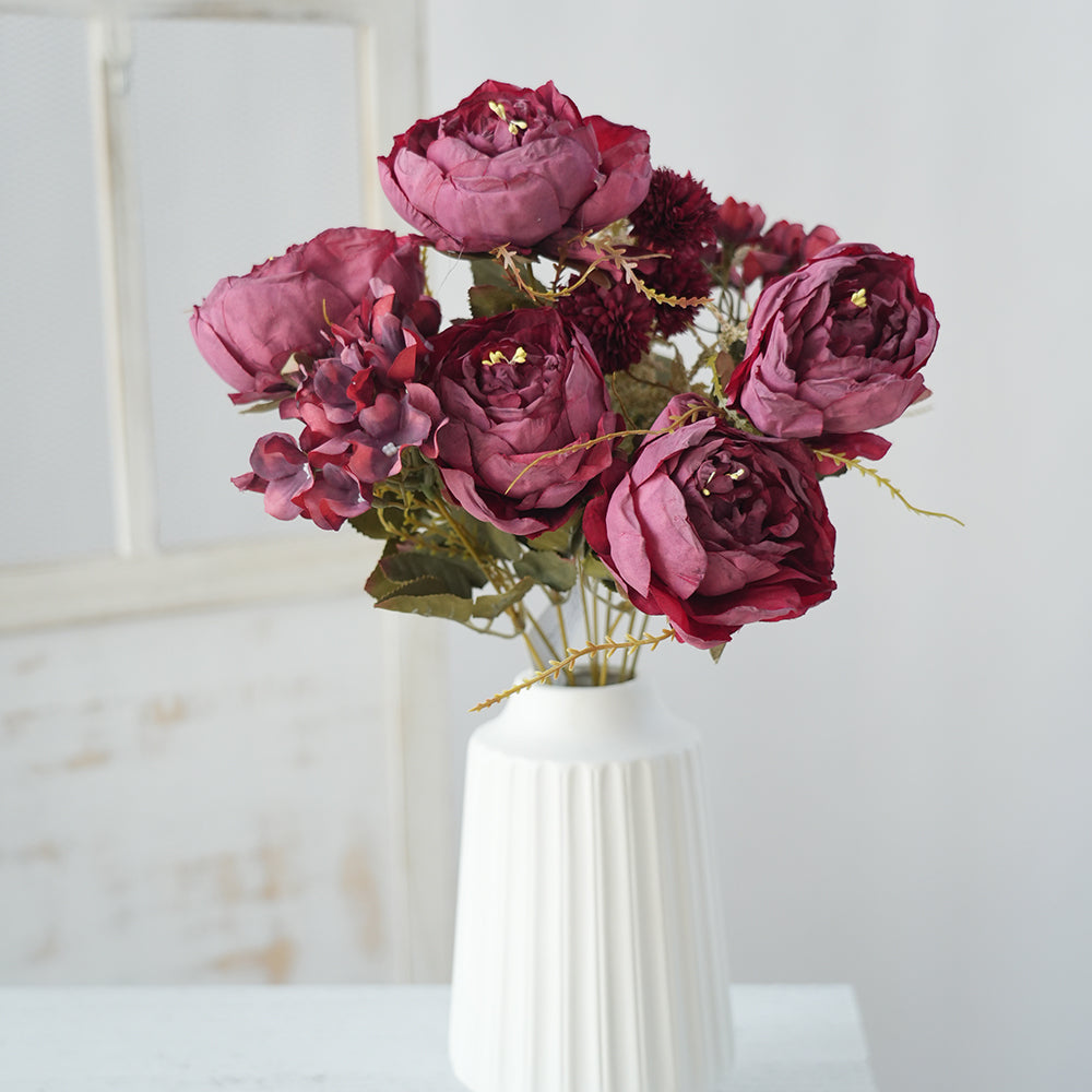 Wholesale Peony Artificial Silk Rose Flower Decorative Flowers for Wedding Home Decoration