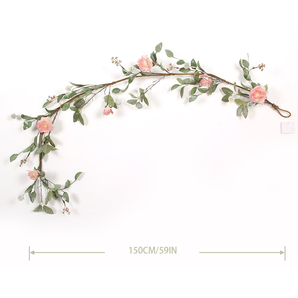 Wholesale Artificial Garland Rose Flowers With Leaves Vine Decorations Floral Greenery For Wedding Backdrop Party
