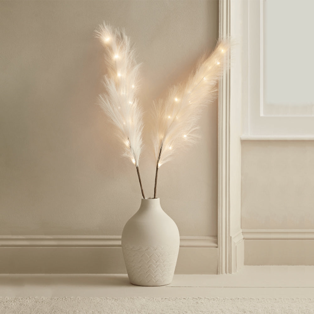 80cm beige artificial LED pampas grass for bedroom decoration 5 pcs a set