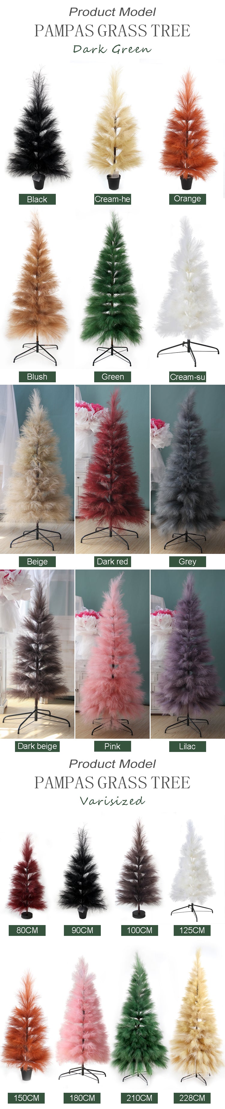 Black Color Pampas Grass Tree Handmade Customizable Size and Color Artificial Christmas Decorations Tree Wholesale Decorative Tree