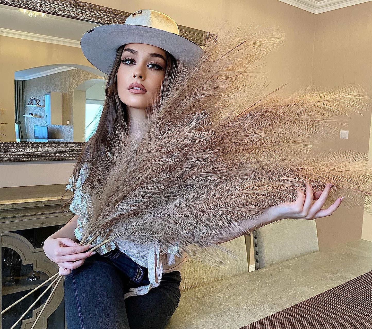 150cm artificial pampas grass 33 forks for home decoration