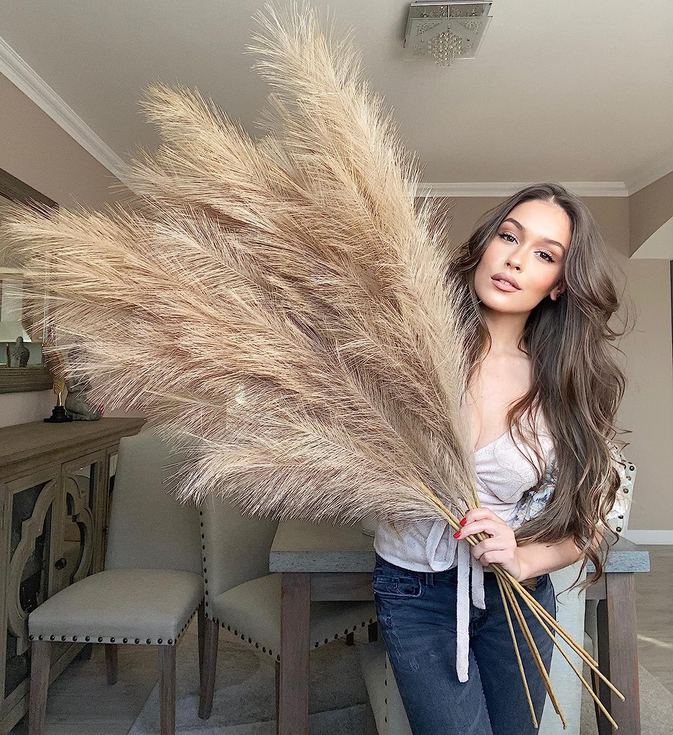 150cm artificial pampas grass 33 forks for home decoration