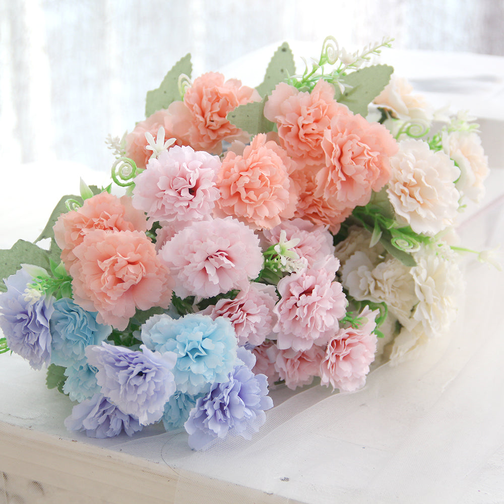 Hot Sale 32CM 10Heads Silk Carnation Artificial Flower Bouquet For Home Wedding Decoration