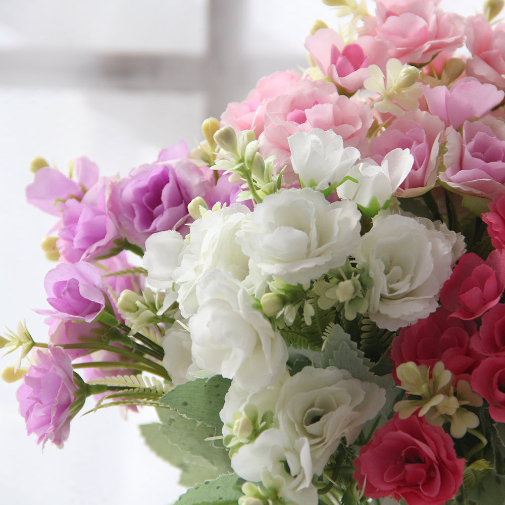 Factory Wholesale Carnation Artificial Flower 30CM Silk Rose Bouquet for Homen Wedding Decoration