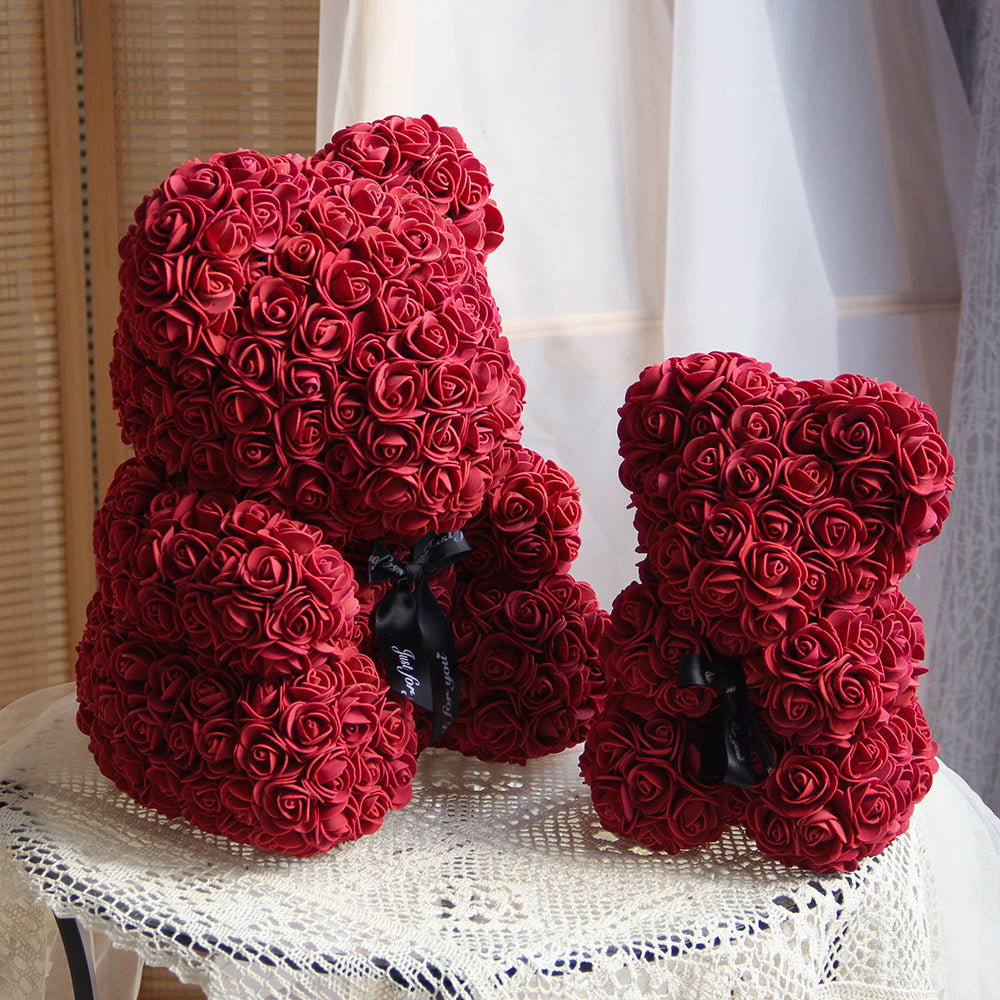 High Quality Rose Bear 40cm Artificial Good Material Rose Bears With Box Gift Exquisite Packaging Home Decoration Festive Gifts