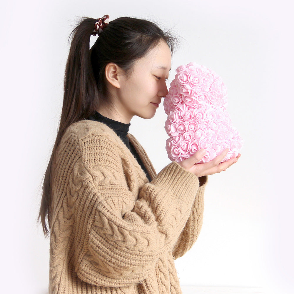 Classic 25cm Artificial Rose Bear High Quality Hand Made Rose Bears With Box Gift Valentine Teddy Bear for Party Home Decor.