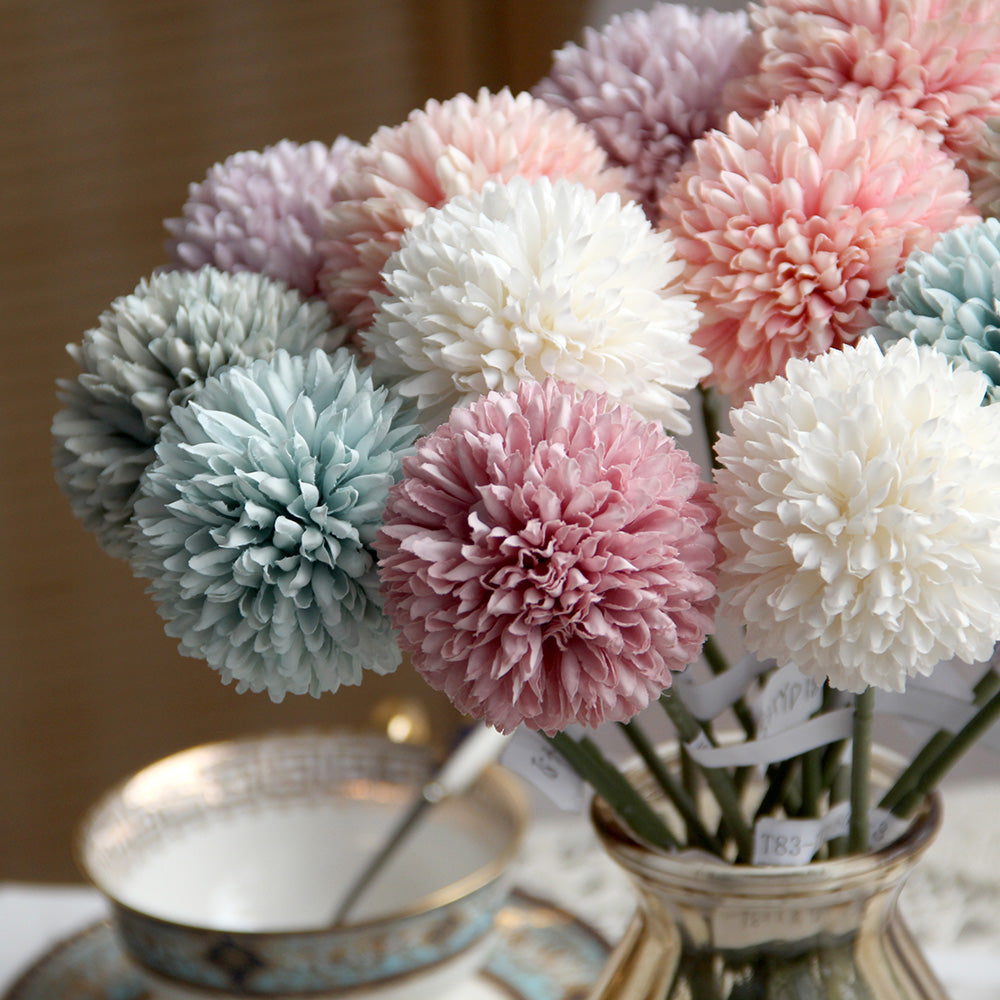 Classic Chrysanthemum Spray Ball Flower Bouquet Artificial Spring and Summer Home Decor