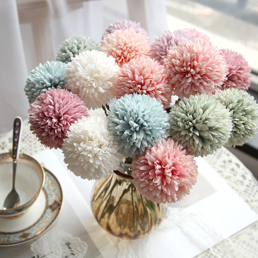 Classic Chrysanthemum Spray Ball Flower Bouquet Artificial Spring and Summer Home Decor