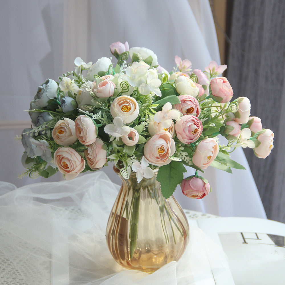 Artificial Silk Flower Bush Wedding and Home Decor Factory Wholesale Garden Outdoor Decorations Hot Flowers Indoor Gifts