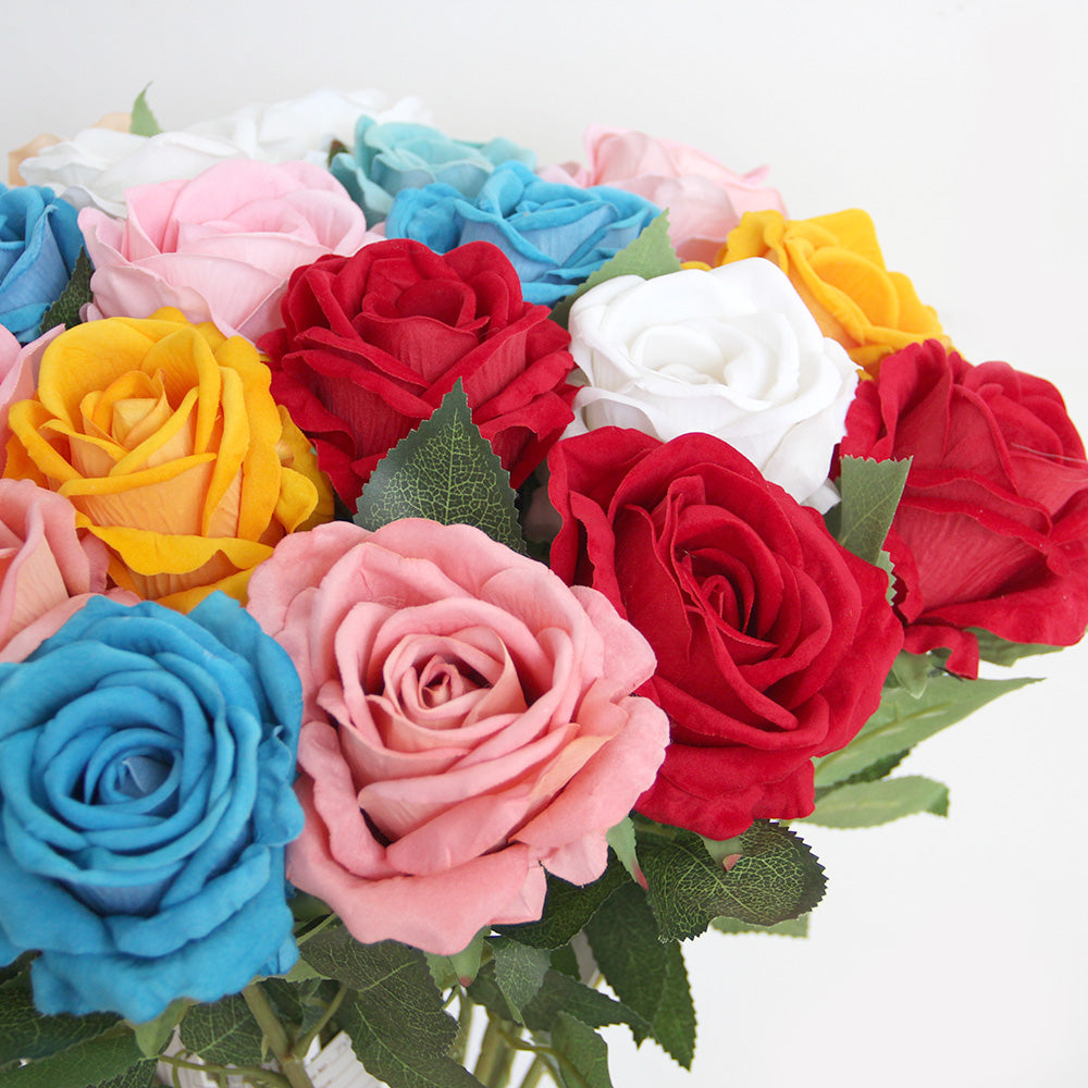 Decorative Flowers Artificial Royal Blue Flowers Bulk Pink Rose for Party and Wedding Decoration