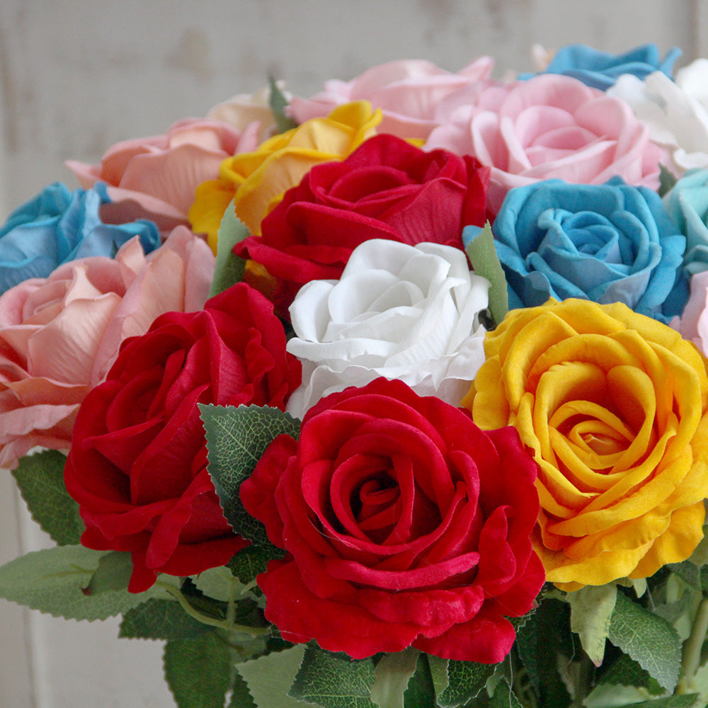 Decorative Flowers Artificial Royal Blue Flowers Bulk Pink Rose for Party and Wedding Decoration
