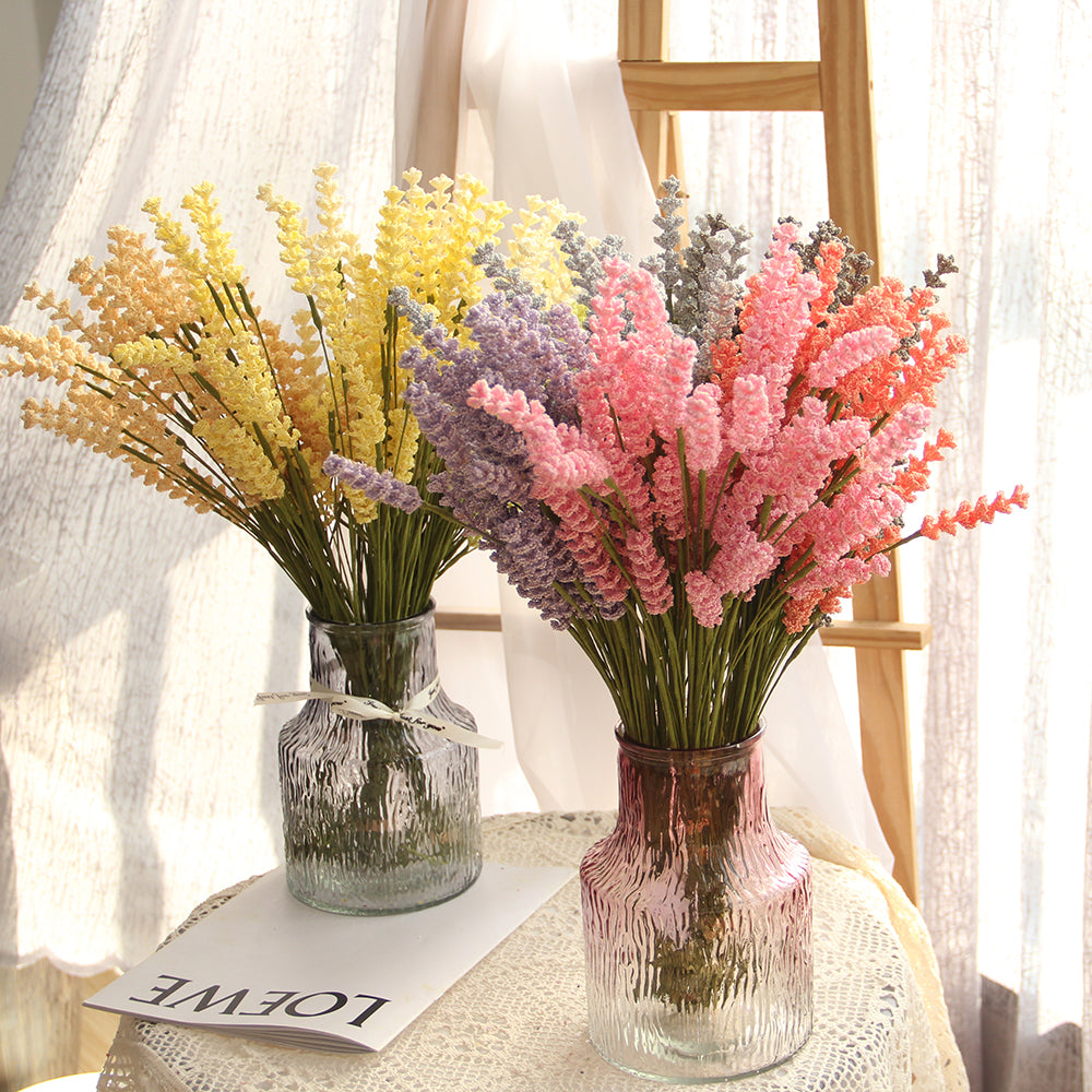Hot Sale Artifical Lavender Branches Faux Laverder Stems Wedding Flower Table Plants for Vase