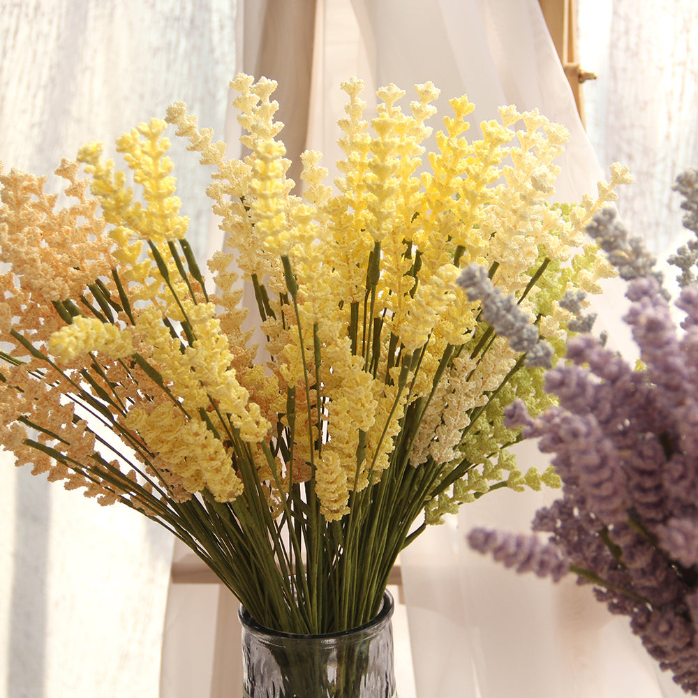 Hot Sale Artifical Lavender Branches Faux Laverder Stems Wedding Flower Table Plants for Vase