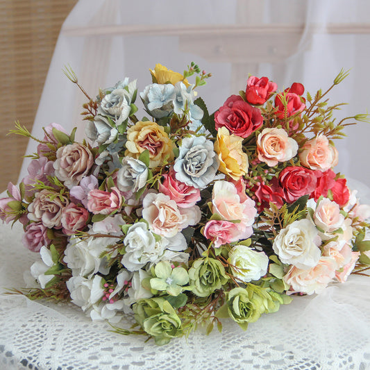Hot Sale 30cm Roses Assorted Flowers Artificial Maria Hydrangea Flower High Quality Home Decoration Flowers Wedding Decor