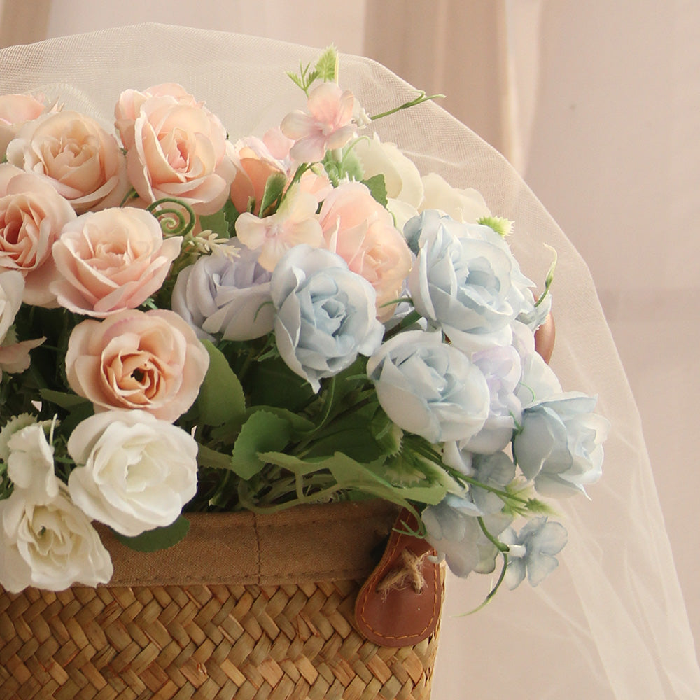 Beautiful Design Factory Roses White Silk Flower Bushes Bouquets Wedding Peony Artificial Flowers Rose Bouquet Home Decor