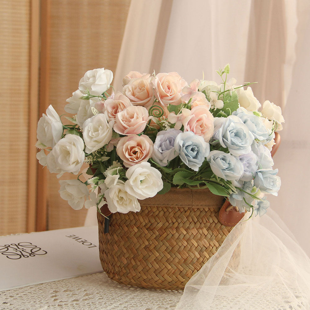 Beautiful Design Factory Roses White Silk Flower Bushes Bouquets Wedding Peony Artificial Flowers Rose Bouquet Home Decor