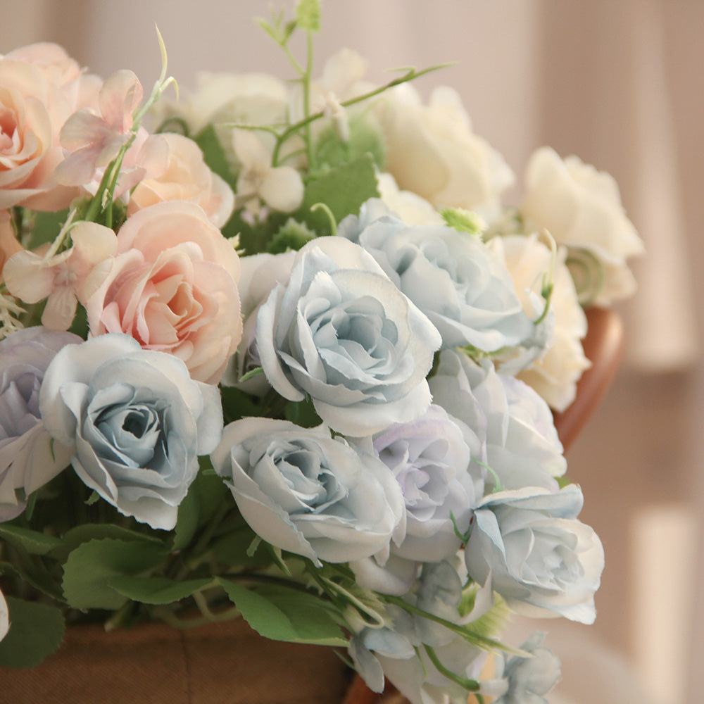 Beautiful Design Factory Roses White Silk Flower Bushes Bouquets Wedding Peony Artificial Flowers Rose Bouquet Home Decor