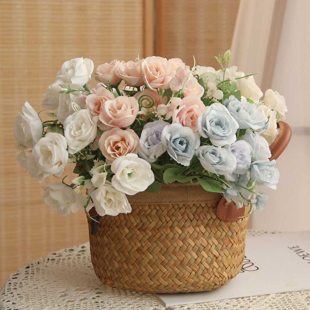 Beautiful Design Factory Roses White Silk Flower Bushes Bouquets Wedding Peony Artificial Flowers Rose Bouquet Home Decor