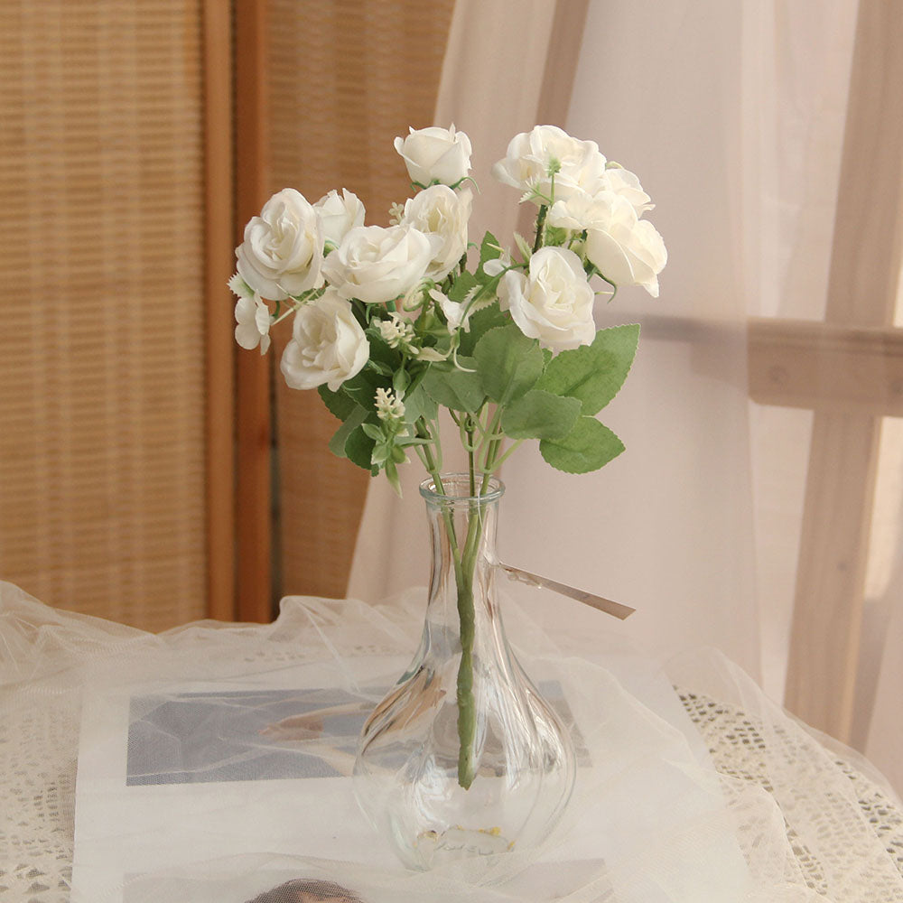 Beautiful Design Factory Roses White Silk Flower Bushes Bouquets Wedding Peony Artificial Flowers Rose Bouquet Home Decor