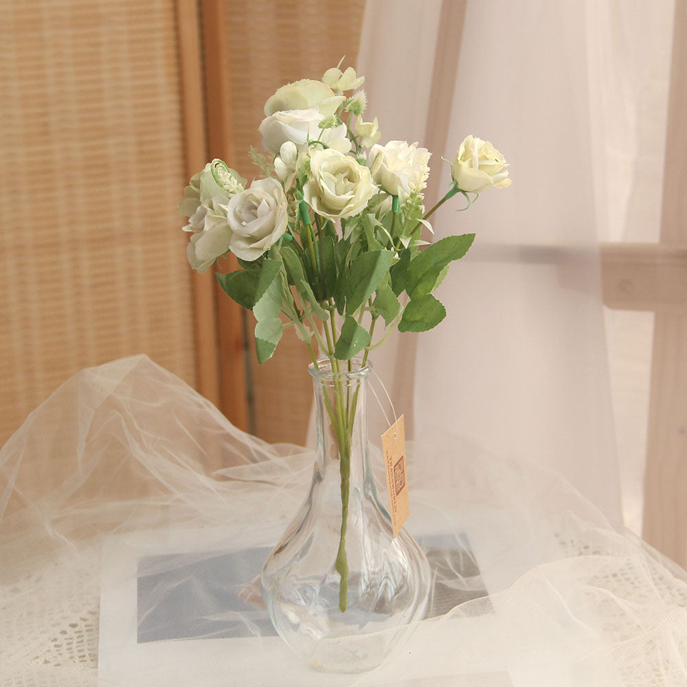 Beautiful Design Factory Roses White Silk Flower Bushes Bouquets Wedding Peony Artificial Flowers Rose Bouquet Home Decor