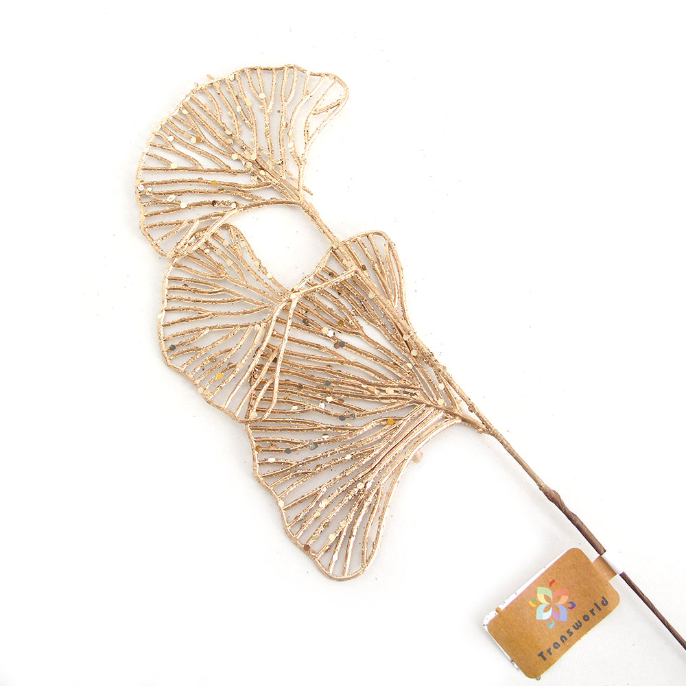 Wholesale Christmas Picks Golden Pick/Spray 40cm Glittered Leaf Gold Branches for Party & Holiday Supplies