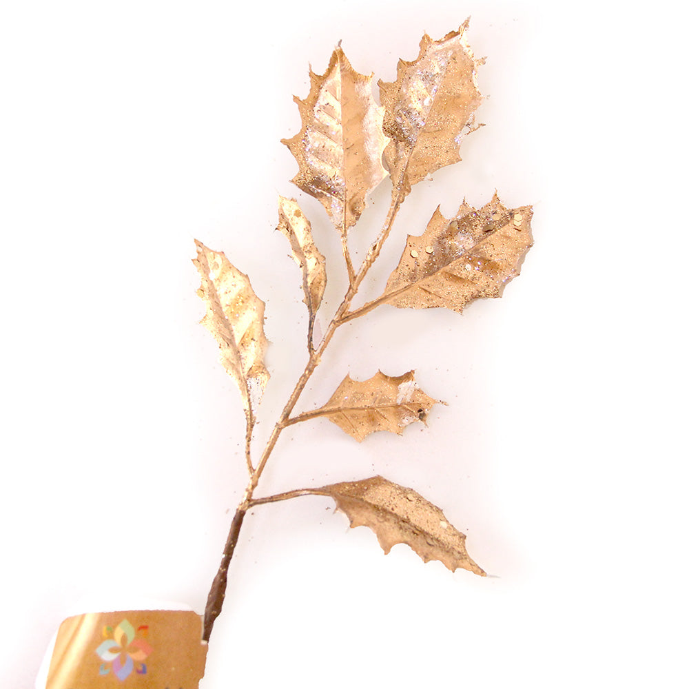 DIY Christmas Decration 35cm Gold Picks Leaf Plastic Artificial Flower Spray for Party Christmas Decorations