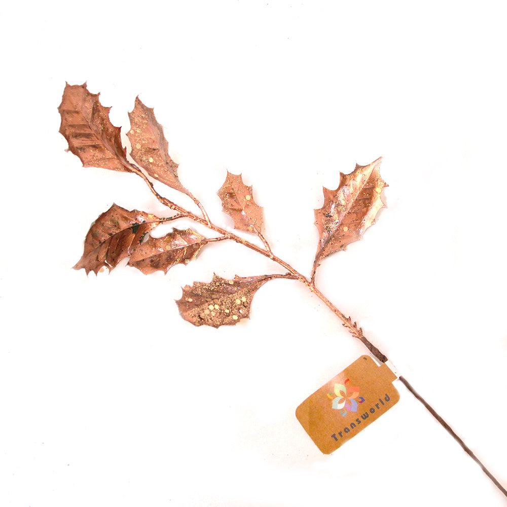 DIY Christmas Decration 35cm Gold Picks Leaf Plastic Artificial Flower Spray for Party Christmas Decorations