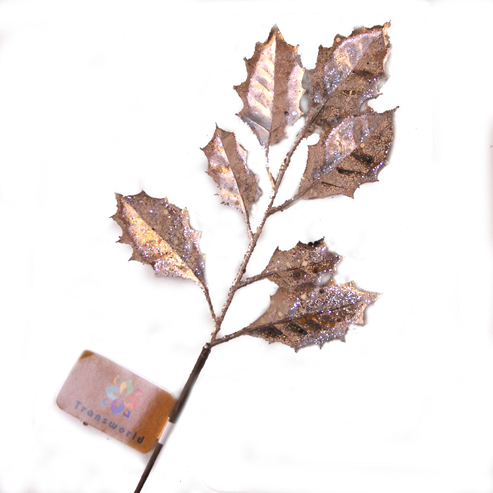 DIY Christmas Decration 35cm Gold Picks Leaf Plastic Artificial Flower Spray for Party Christmas Decorations