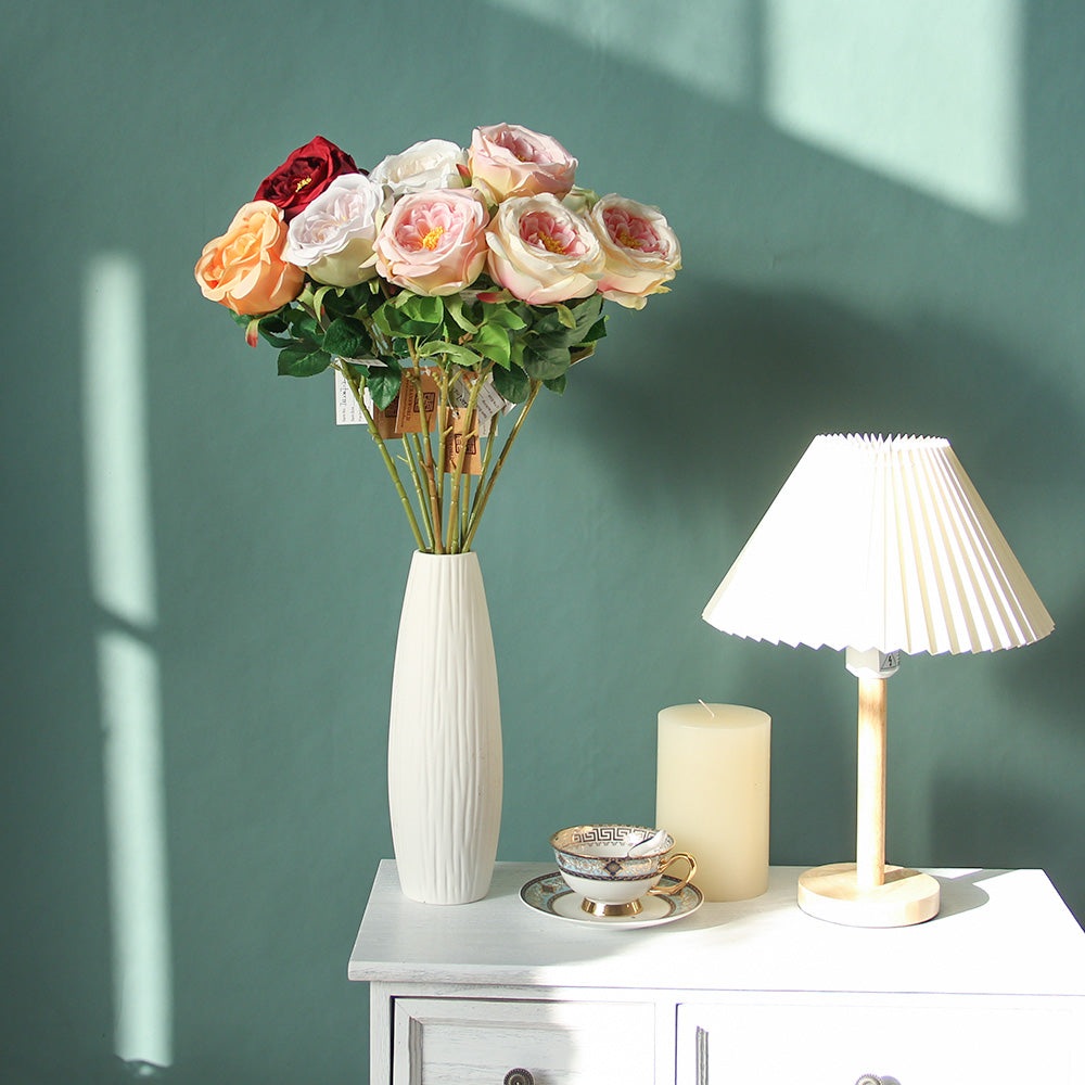 Wholesale Handmade DIY Flower Ball Single Branch Austin Rose Camellia Artificial Flowers Decorative Plastic Material