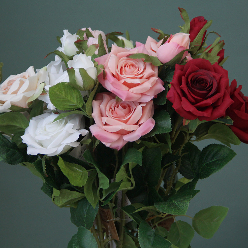 High Quality 63CM 3 Heads Curled Large Rose Spary Artificial Flower For Home Table Decoration