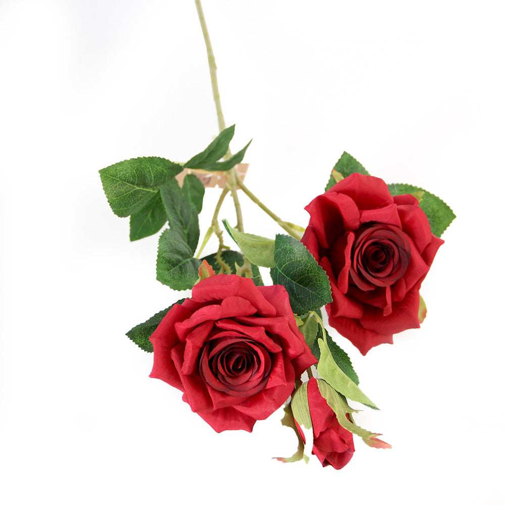 High Quality 63CM 3 Heads Curled Large Rose Spary Artificial Flower For Home Table Decoration