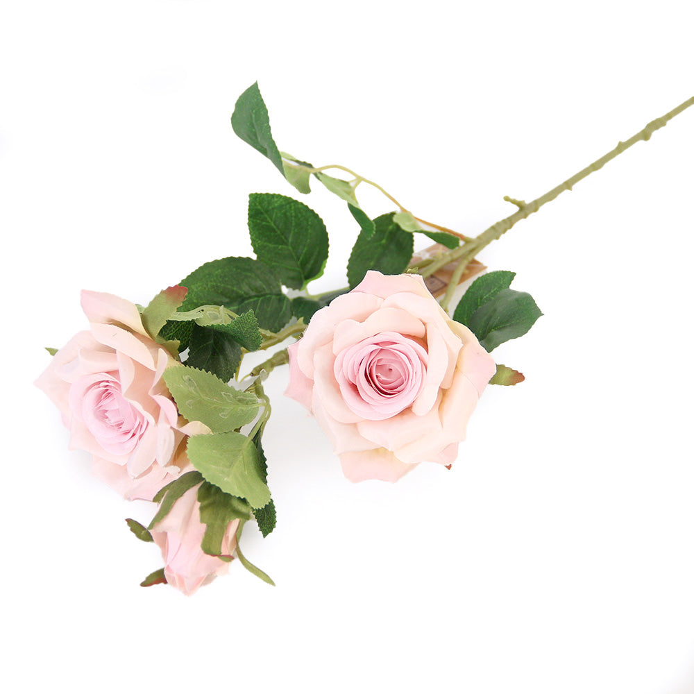High Quality 63CM 3 Heads Curled Large Rose Spary Artificial Flower For Home Table Decoration