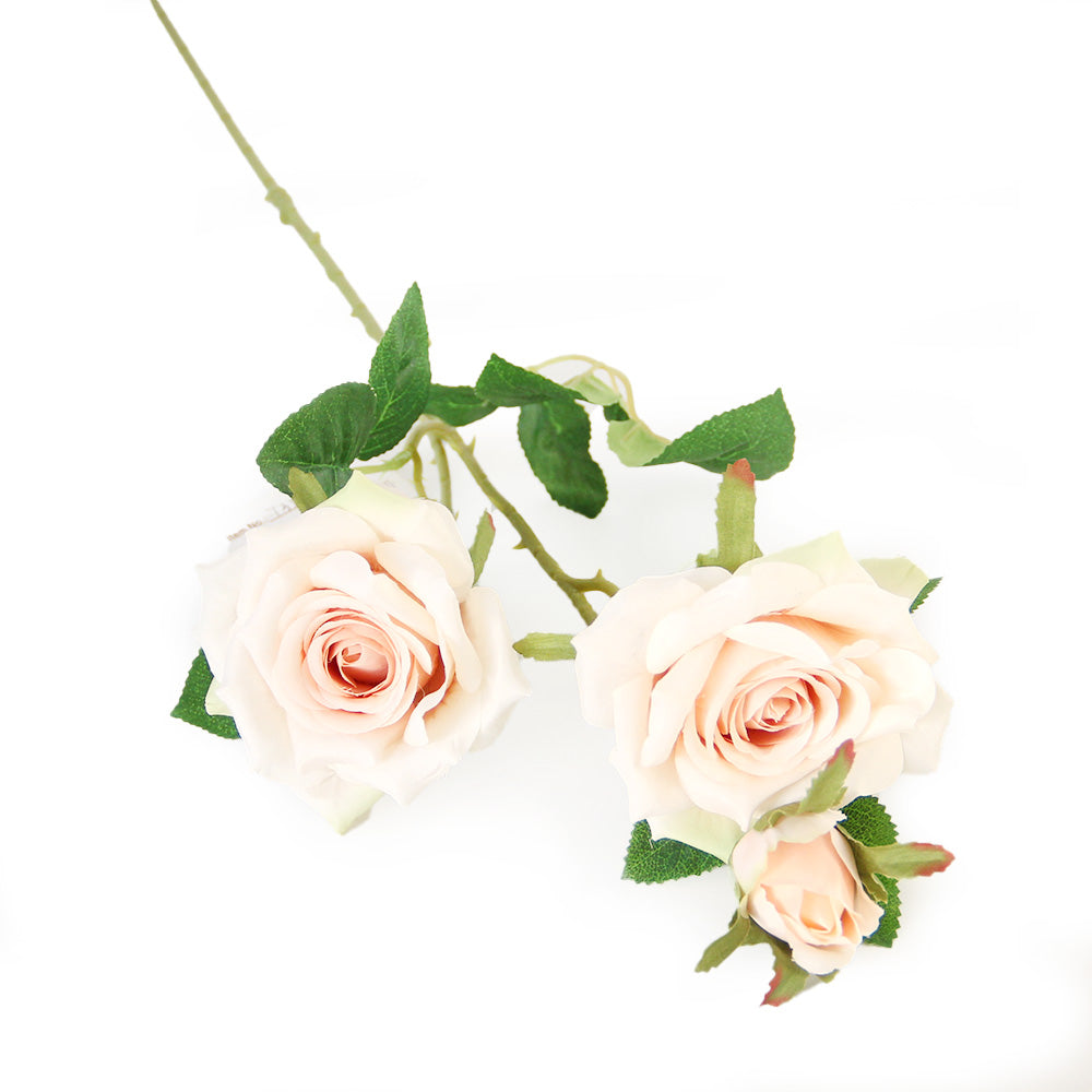 High Quality 63CM 3 Heads Curled Large Rose Spary Artificial Flower For Home Table Decoration